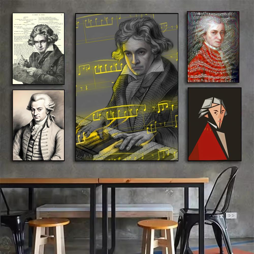Interior Design With Wallpaper - Klasik Müzik M-Mozart Posteri Şık Ev
