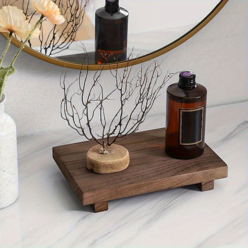 Travertine Tray Oval - 1 adet ahşap banyo tepsisi ayaklı