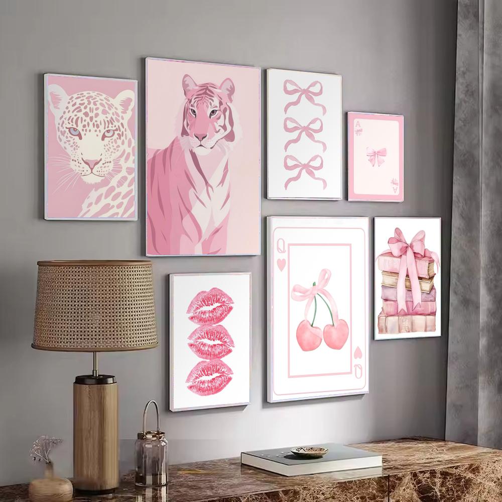 Interior Design With Wallpaper - Pembe desenli dekorasyon posteri, şık ev