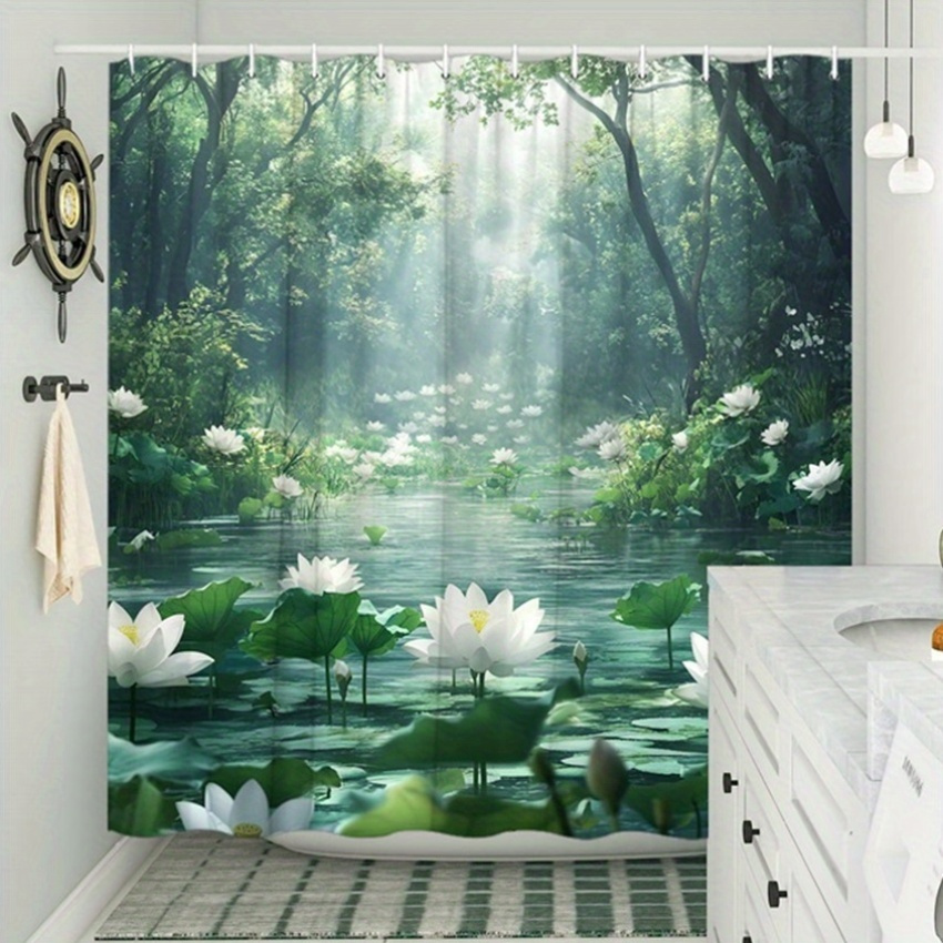 Interior Design Zen - Lotus Ormanı Duş Perdesi Polyester Baskılı