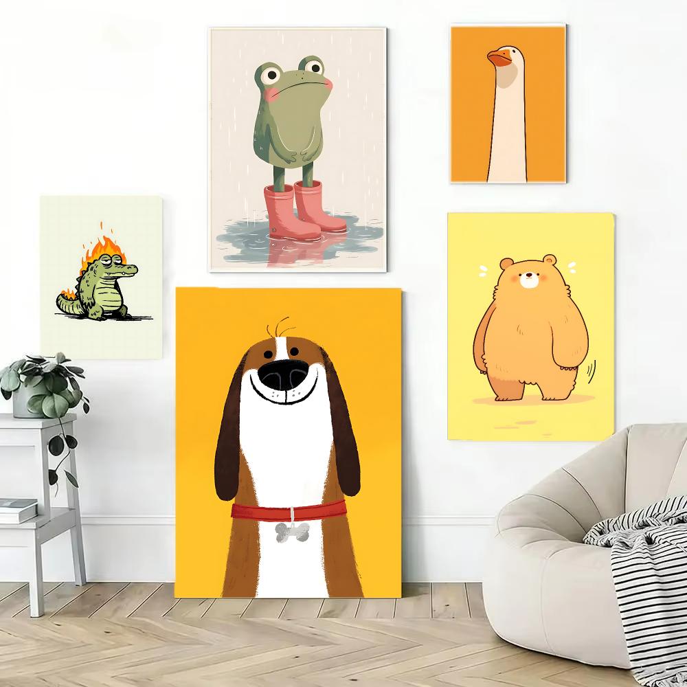 Interior Design With Wallpaper - Sevimli Hayvan Karakter Tasarımlı Poster Duvar