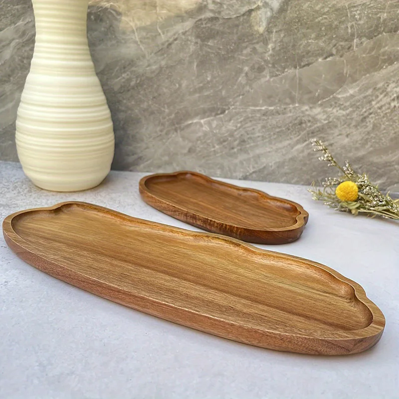 Travertine Tray Oval - Japon Tarzı Ahşap Çay Kahve Tepsisi