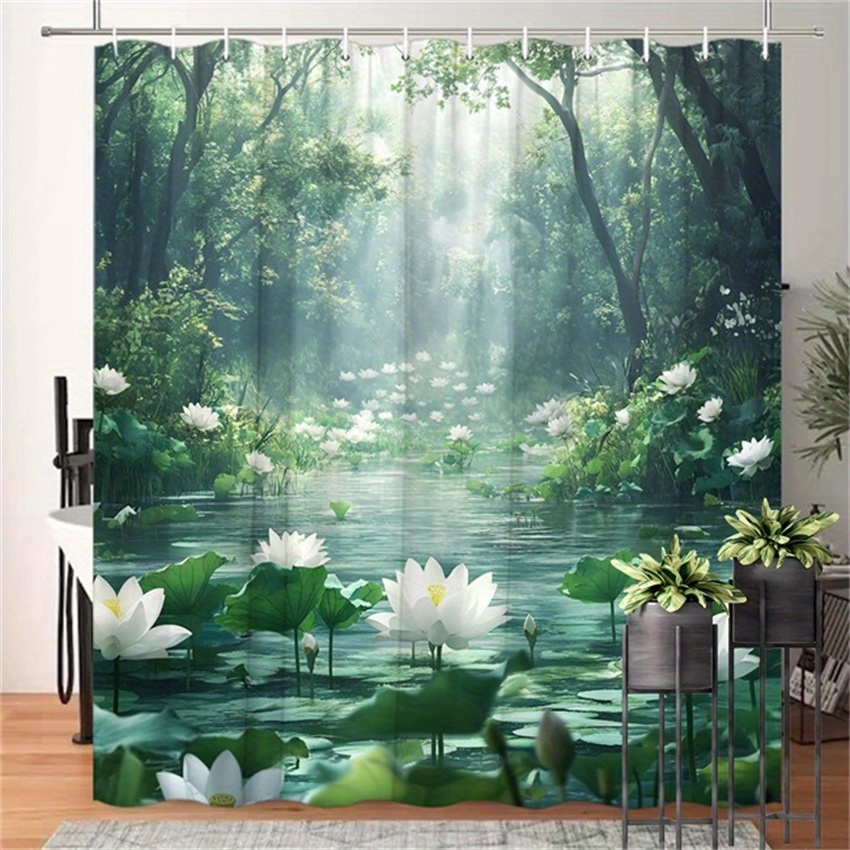 Lotus Ormanı Duş Perdesi Polye - Interior Design Zen incelemesi ve fiyatı