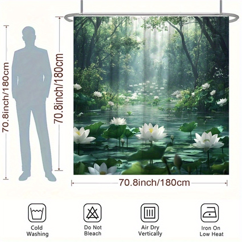 Lotus Ormanı Duş Perdesi Polye - Interior Design Zen incelemesi ve fiyatı